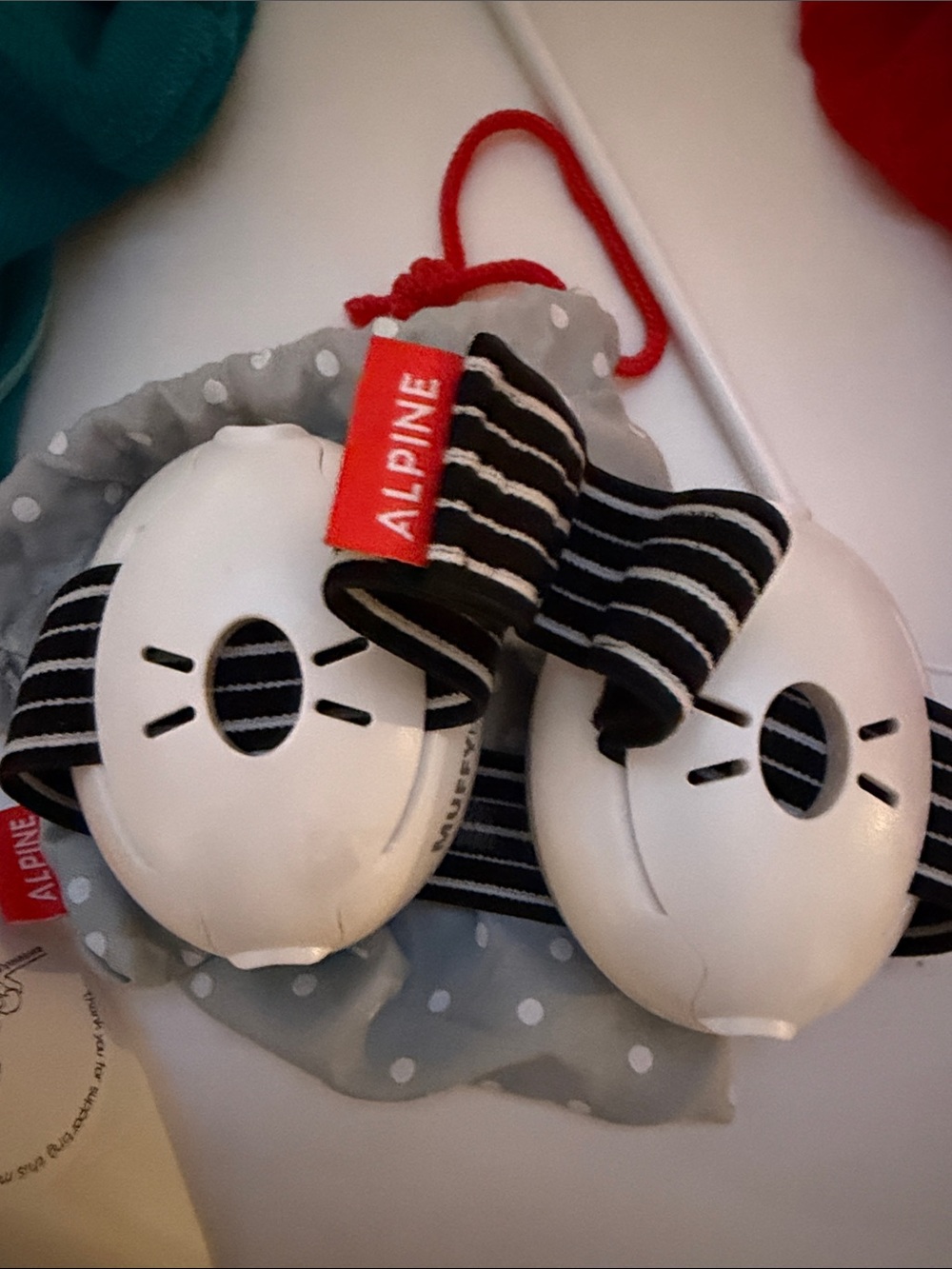 Alpine Kids White Ear Protectors with Black & White Striped Headband